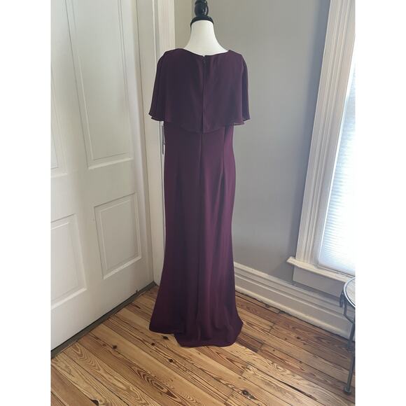 Papell Studio by Adrianna Papell Flutter-Sleeve Crepe Ruffled Gown Women’s Sz 14 - Picture 5 of 10